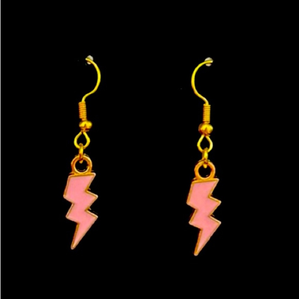 Pink lightning earrings